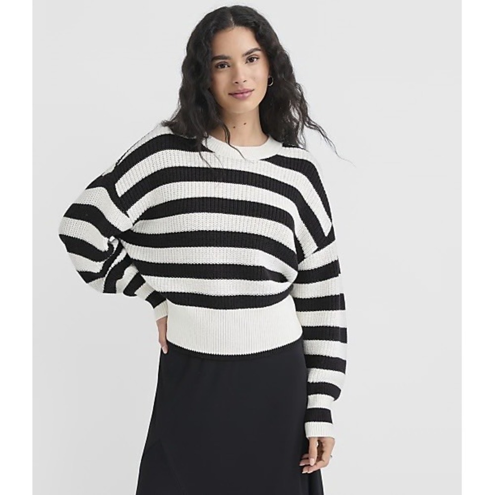 LOFT Petite Striped Ribtrim Dolman Sweater NWT SIZE M